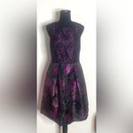 Adrianna Papell Lovely By - Black and Purple Puffy Midi Dress Size 8 Photo 1