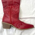 NEW Western Burgundy Red Flame Stitched Wide Calf Cowboy Cowgirl Boots 11 Photo 4