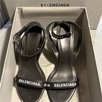 Balenciaga  Black Logo Strap Heels Photo 6