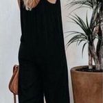 Carly Jean Los Angeles  | Black Jumpsuit Wide Leg Cropped Linen Blend | Small Photo 1