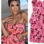 ZARA  pink white floral jacquard mini dress Photo 5