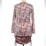 Boohoo  TIE DYE LONG SLEEVE RUCHED SIDE MINI DRESS Pink Size 10 US Medium M Photo 3