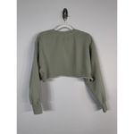 Aritzia TNA Cozy Fleece Boyfriend Cropped Pullover Sweatshirt Green Women’s Sz 2 Photo 2