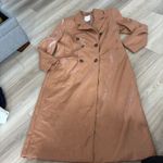 Avec Les Filles  Tan Faux Leather Double Breasted Trench Coat Women's XL no belt Photo 0