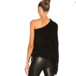 NWT RtA Black One Shoulder Athena Blouson Sleeve Knit Banded Hem Sweater Large Photo 2