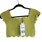 ZARA NWT  Lime Green Crochet Knit Scallop Hem Crop Top Bloggers Fav Photo 8
