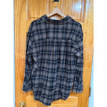 nuuds Plaid Button Front Shirt 100% Cotton Long Sleeve Casual Top Medium Black Photo 3