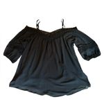 Torrid  Chiffon Lace Trim 3/4 Sleeve Cold Shoulder Blouse Womens Size 1X Black Photo 5