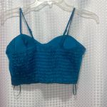 Sincerely Jules  Women's Sleeveless Crop Top Shiny Blue Size Small EUC Photo 3