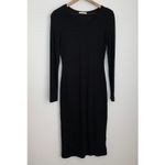 Marine layer Lexi Rib Long Sleeve Midi Dress Black Womens Medium Photo 1