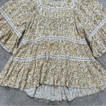 Free People  Talk About It Tunic Top Square Neck Peasant Boho Floral Yellow SP Photo 5