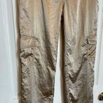 Y2K Satin Champagne Straight Leg Cargo Pants Sz 3 Gold Photo 4