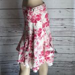 Rip Curl Rip‎ Curl white with hot pink flowers floral tattered trim skirt women's size S Photo 3
