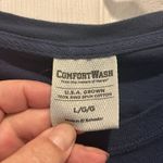 Comfort Wash Mackinac Island MI Shirt Large Blue Long Sleeve Graphic Tee Bike Souvenir Unisex Photo 3