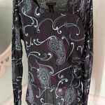 The Limited  Y2K 90s Top M Black Sheer Mesh Whimsy Goth Fairy Grunge Paisley Photo 0