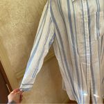 H&M LONG LINEN STRIPED SHIRT DRESS BUTTON DOWN BLUE WHITE LONG SLEEVES SZ LARGE Photo 5