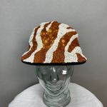 Sequin‎ Baseball Cap Hat Tiger Stripes Orange White Animal Print Funky Bold Photo 1