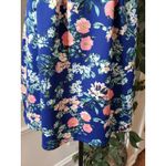 Pink Rose  Fit & Flare Dress Womens Size Small Blue Floral Wide Strap Round Neck Photo 8