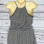 Elle NWT Size XS Black & White Stripe High Neckline Keyhole Fit & Flare Dress Photo 3