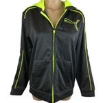 Puma Gray & Neon Green Zip Up Hoodie Athletic Sport Jacket L Photo 0
