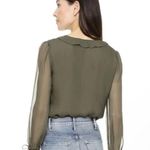 Diane Von Furstenberg DVF  ‘Kirsty’ Blouse Midnight Blue Size 2-100% Silk Photo 6