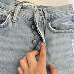 AGOLDE Long Parker Distressed Denim Shorts Light Wash Button-Fly Womens 24 Photo 2
