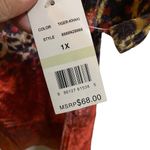 One World  NEW $68 Top Woman 1X Boho Hippie Velvet Whimsigoth Tiger Khaki Blouse Photo 3