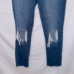 No Boundaries  Dark Wash Denim High Rise Busted Knee Raw Hem Ankle Jeans size 7 Photo 2