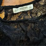 Mango Black Lace Long Sleeve Ruffle Blouse Size L USA 8 Gothic Photo 1