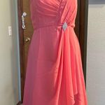 NWOT coral sleeveless formal dress with sheer jacket rhinestone brooch size 10 Pink Photo 0