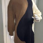 SheIn Women's Mock Neck Abstract Colorblock Knit Sweater Dress. Photo 2