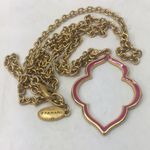 Tahari  necklace gold tone Moroccan pendant pink 30" Photo 3