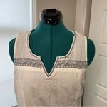 Kuhl  White and Grey Katrin Embroidered Sleeveless Organic Cotton Tank Photo 4