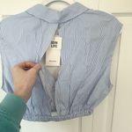 Bershka NWT  Blue Striped Sleeveless Blouse MEDIUM Photo 4