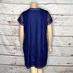 Isaac Mizrahi Live! Size 1X Blue Stretch Lace Overlay Short Sleeve Dress Photo 4