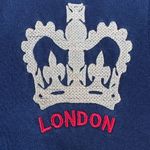 London England Nas Embroidered Navy Blue Red Full Zip Up Sweatshirt Sweater Photo 5