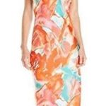 Natori  Women’s Satin Orange Flower Mist Camisole Night-Gown Midi Slip Dress L Photo 0