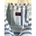 UNTUCKit Linen Cotton Striped Button Down Blouse Blue White Size 14 NEW Photo 6