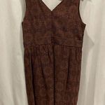 Y2K brown floral eyelet olive crochet trim babydoll midi sleeveless dress Size L Photo 0