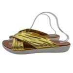 FitFlop Twine Slide Sandals Twist Flat Comfort Metallic Leather Gold Size US 10 Photo 6