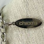 Chico's  Silver Tone Chain Blue Bar Pendant Double Clasp Layering Necklace 20" ✨ Photo 5