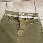 frame denim Le High Straight Women’s 24 Jeans Green Pine Raw Hem Staggered Photo 10