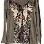 Tempo Paris Boho Mixed Print Long Sleeve Top Size Medium Photo 2