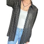 Modcloth  womens large black chiffon gold light weight button up collared top​ Photo 4