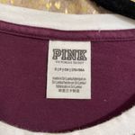 PINK Victorias Secret Maroon White Colorblock Campus Long Sleeve Shirt, Small Photo 2