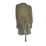 Zimmermann mini Wrap Dress Sage Green Silk Blend Long Sleeve sz3 Photo 4