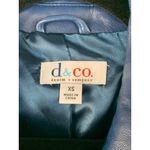 D&Co. Womens Genuine Leather Jacket XS Blue Zip Photo 2