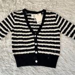 NWT Industry Navy & White Striped Knit Cropped 3/4 Sleeve V Photo 0