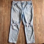 Abercrombie & Fitch The 90s Straight Ultra High Rise Light Wash Distressed Jeans Photo 1