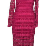 Saylor  Suzie Long Sleeve Lace Sheath Midi Dress Fuchsia‎ Pink Size Medium Photo 0
